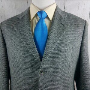 Idea Uomo US 44R Eur 54R Wool 3 Button Gray Black Geometric Blazer Sport…